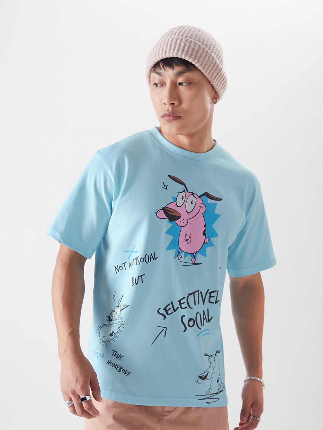 The Souled Store Courage Kinda Antisocial Round Neck Cotton Casual T-Shirt