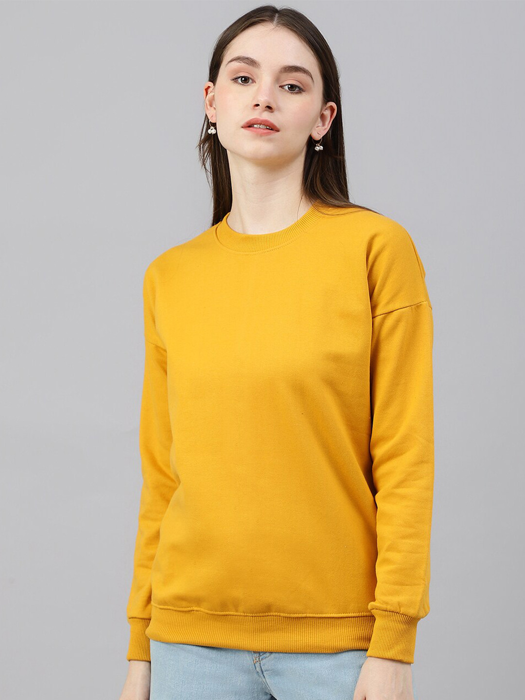 COLOR CAPITAL Round Neck Drop Shoulder Sleeves Oversized Pullover
