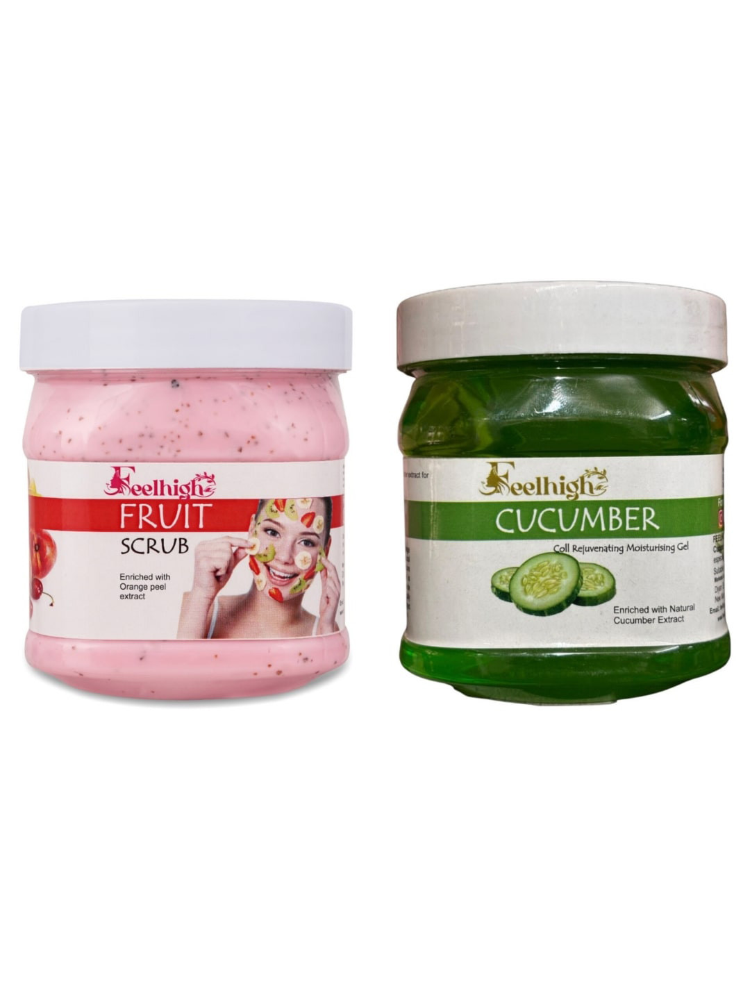 FEELHIGH Set Of 2 Face & Body Mix Fruit  Scrub & Cucumber Gel-500ml Each