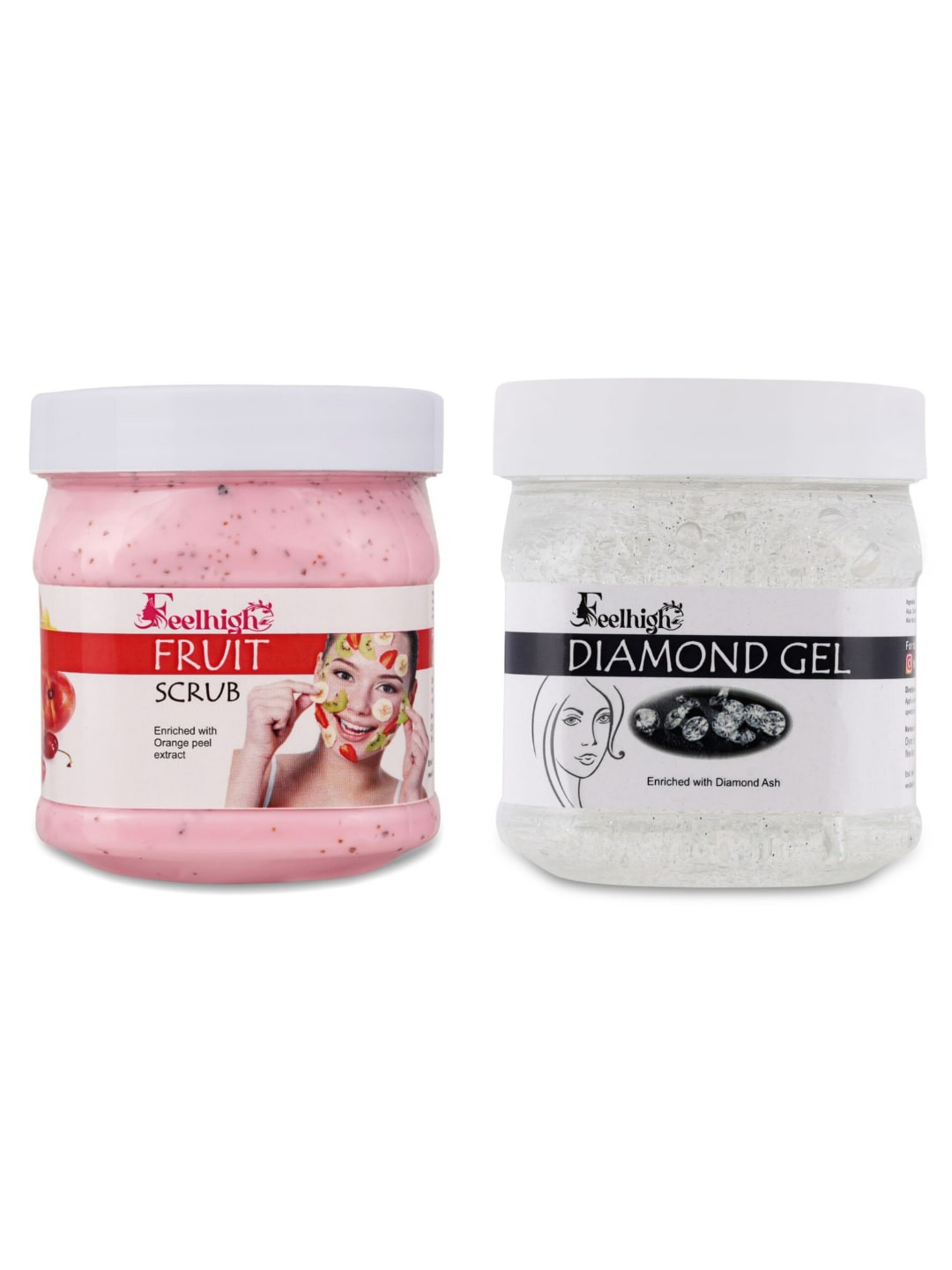 FEELHIGH Face & Body Fruit Scrub with Diamond Skin Purifying Gel - 500ml each