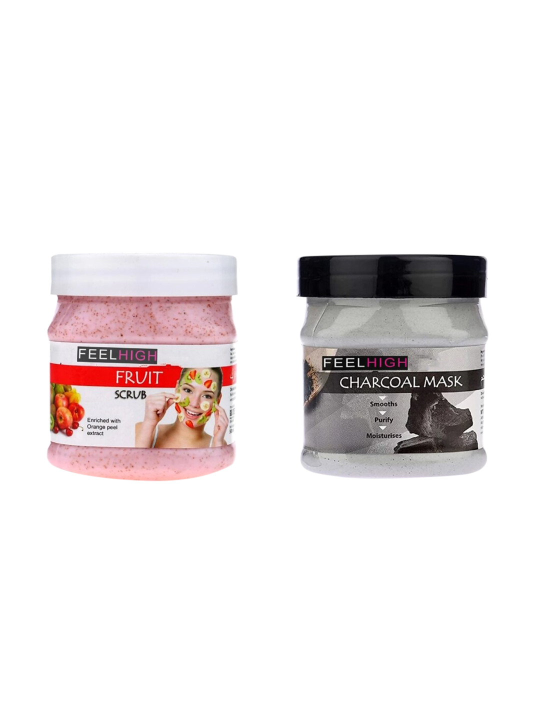 FEEL HIGH Face & Body Fruit Scrub & Charcoal Mask