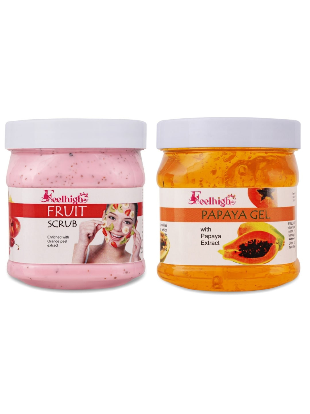 FEELHIGH Set of Mix Fruit Body Scrub & Papaya Gel - 500 ml each