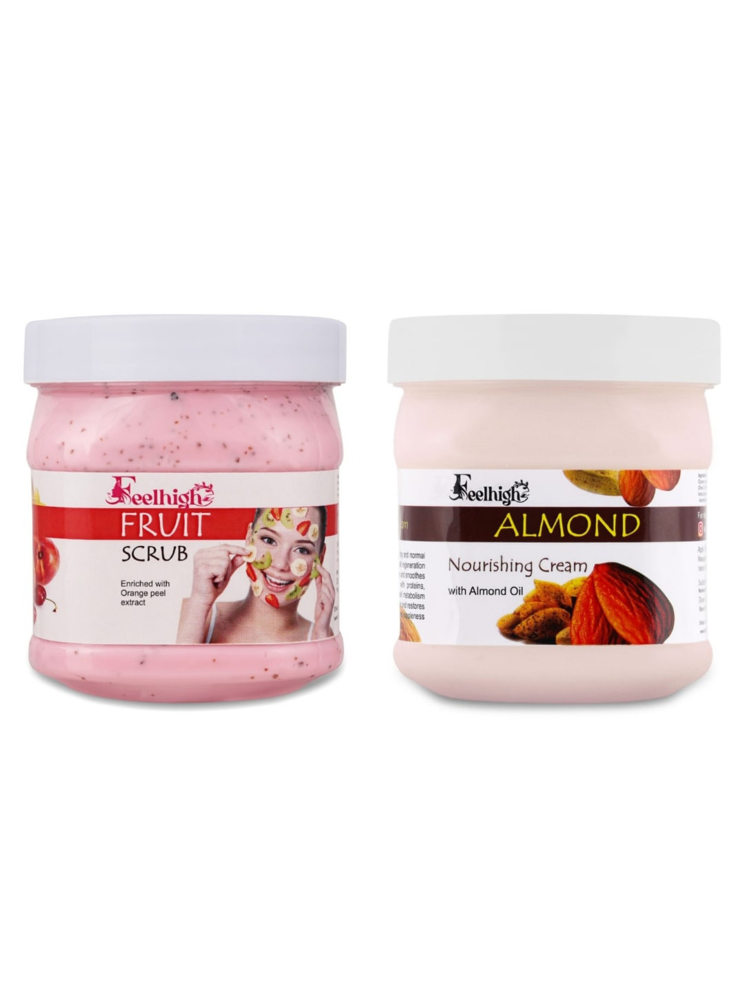 FEELHIGH Set of Mix Fruit Body Scrub & Almond Nourishing Cream - 500 ml each