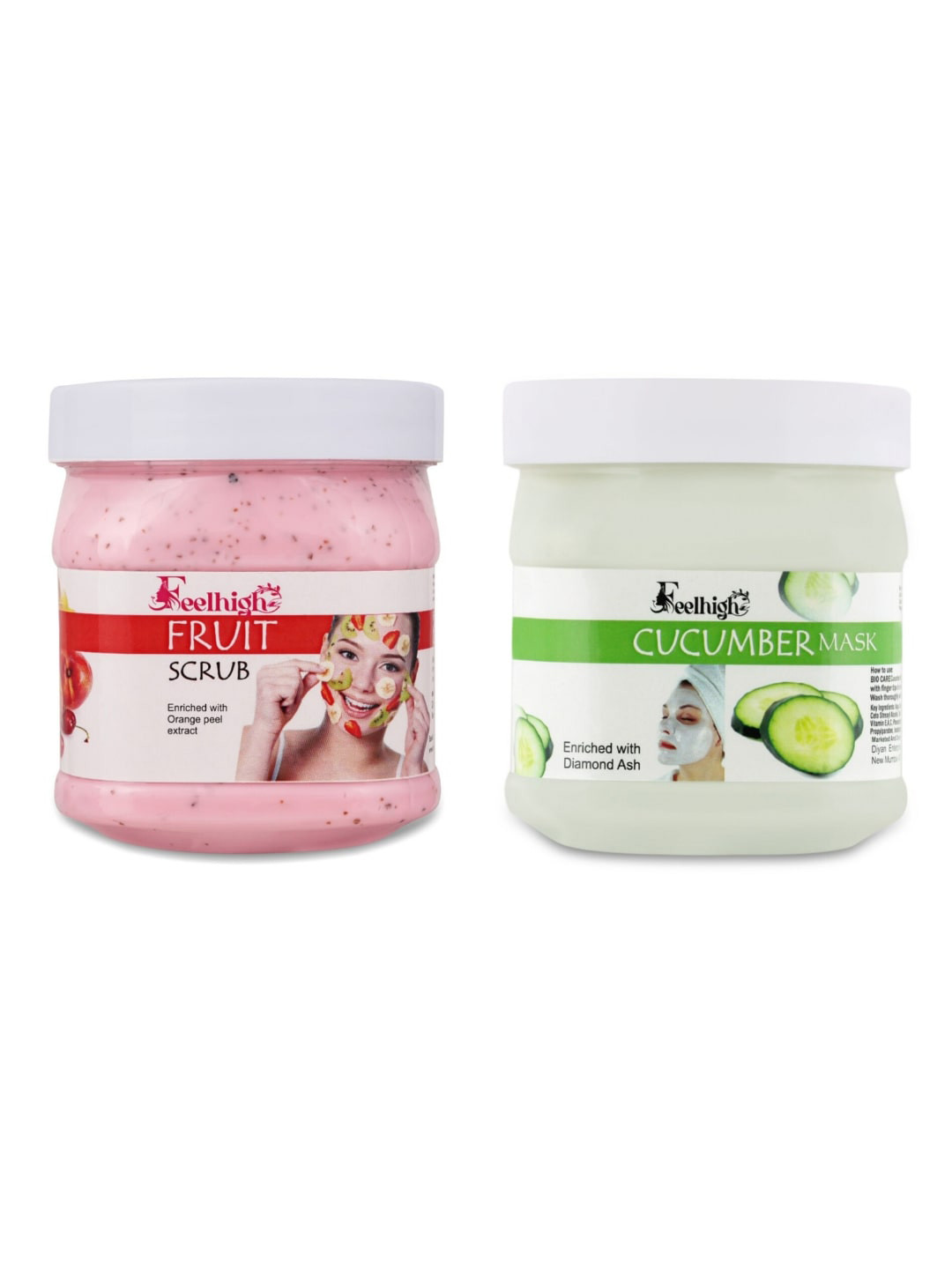 FEELHIGH Set of Mix Fruit Body Scrub & Cucumber Mask - 500 ml each