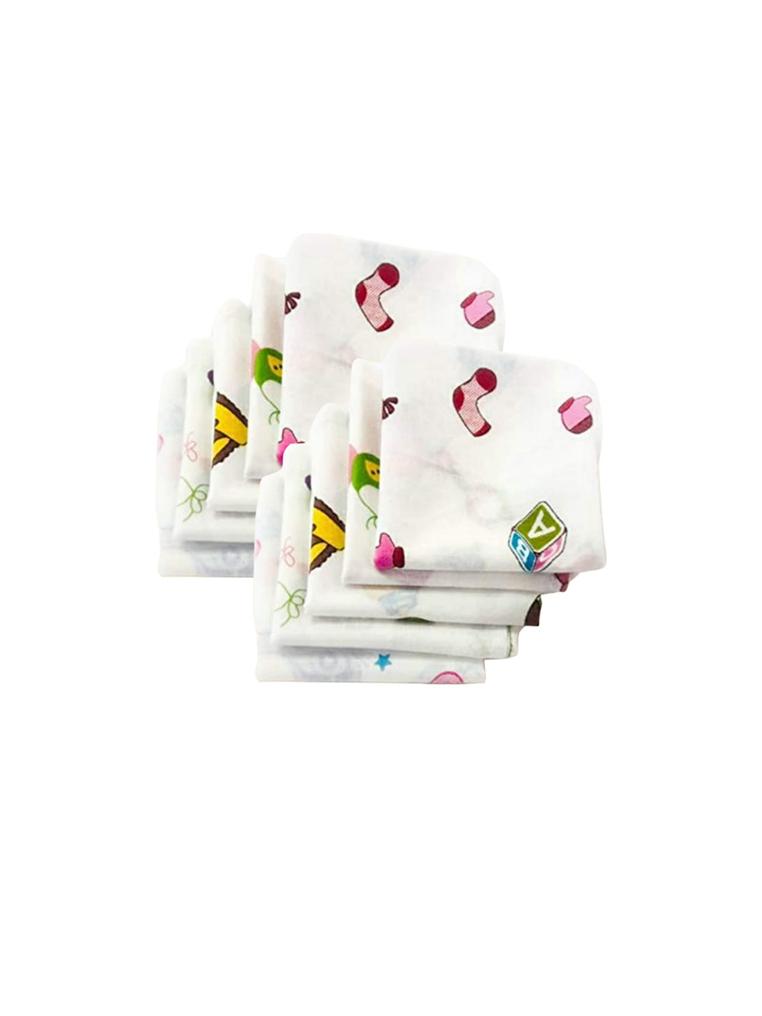 Trance Home Linen Kids 10 Pieces Printed 210 GSM Pure Cotton Handkerchief