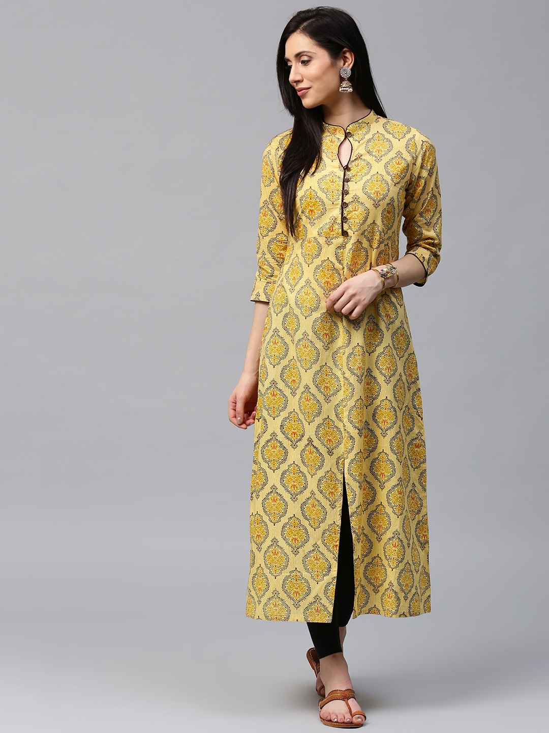 Buy Yellow Leggings for Women by Jaipur Kurti Online