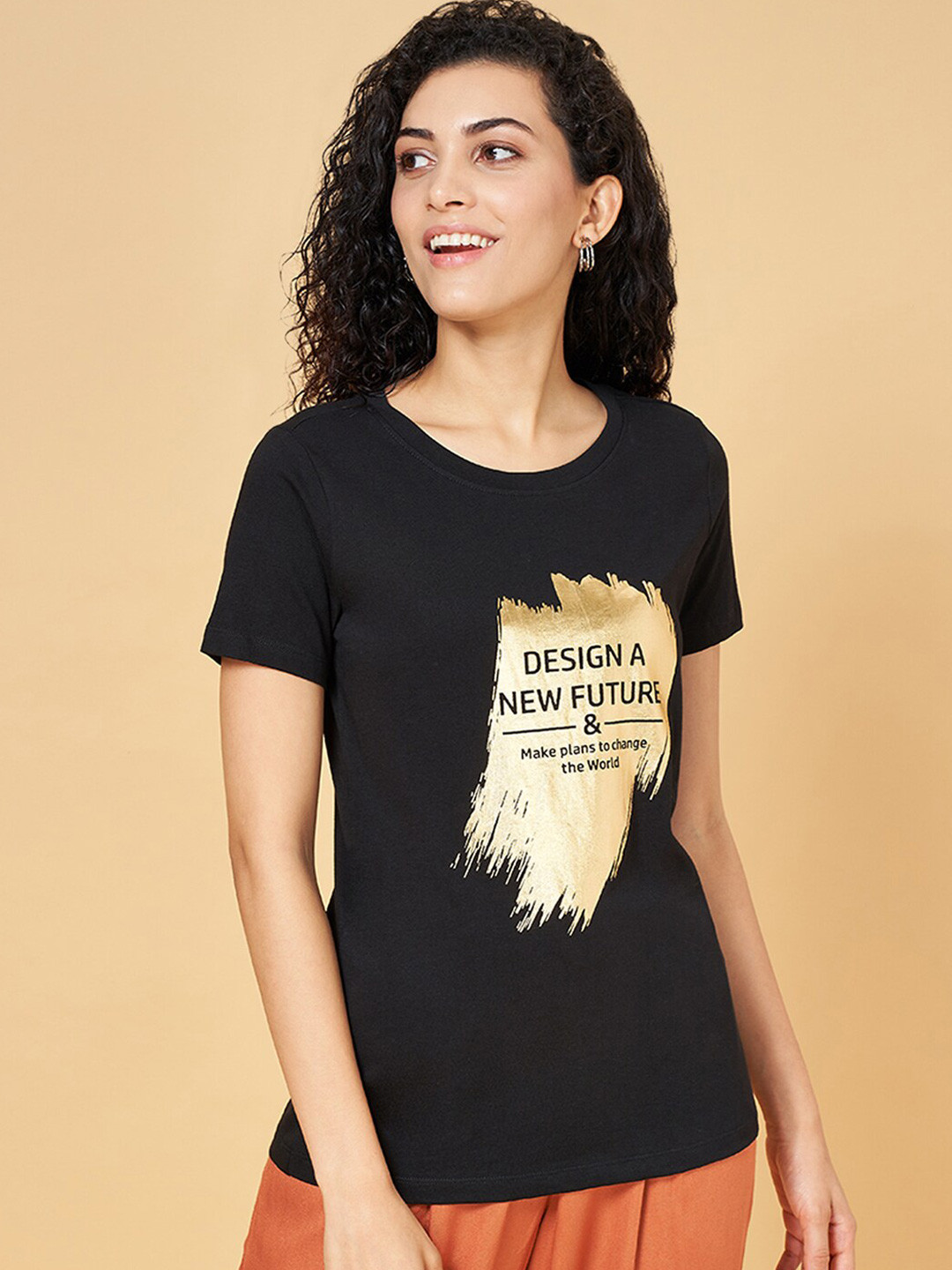 Honey by Pantaloons Typography Printed Regular Fit Cotton T-shirt