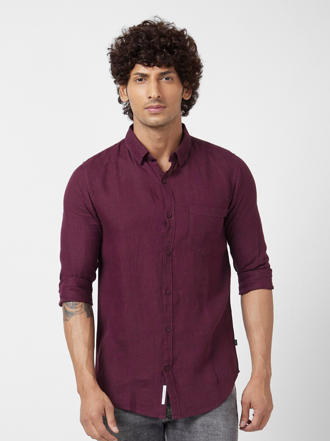 SPYKAR Linen Classic Opaque Casual Shirt