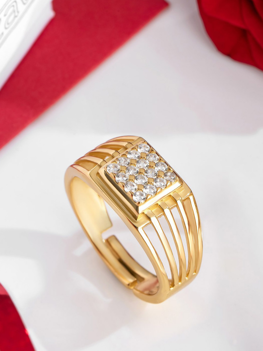 Zavya Men Gold-Plated 925 Pure Sterling Silver Adjustable 1 Micron Ring