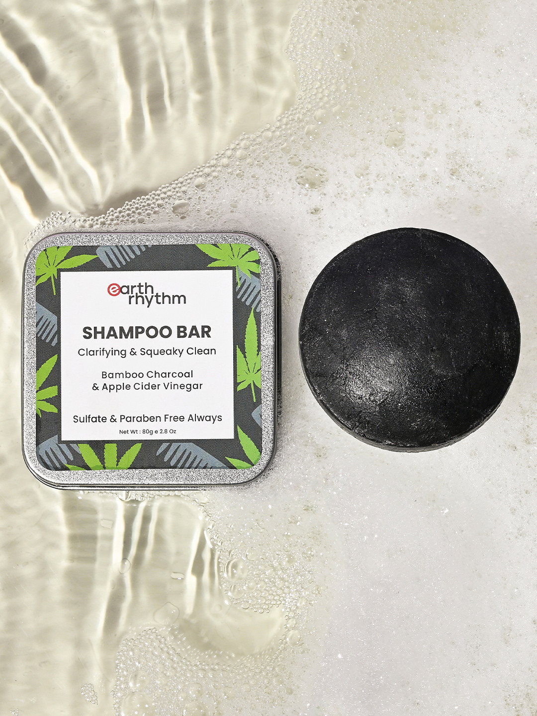 Earth Rhythm Bamboo Charcoal Shampoo Bar 80 g