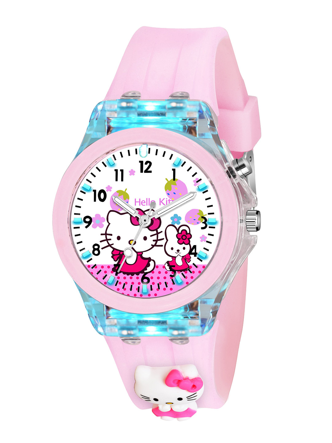SWADESI STUFF Girls Round Analogue Watch MULTI LIGHT PINK KITTY
