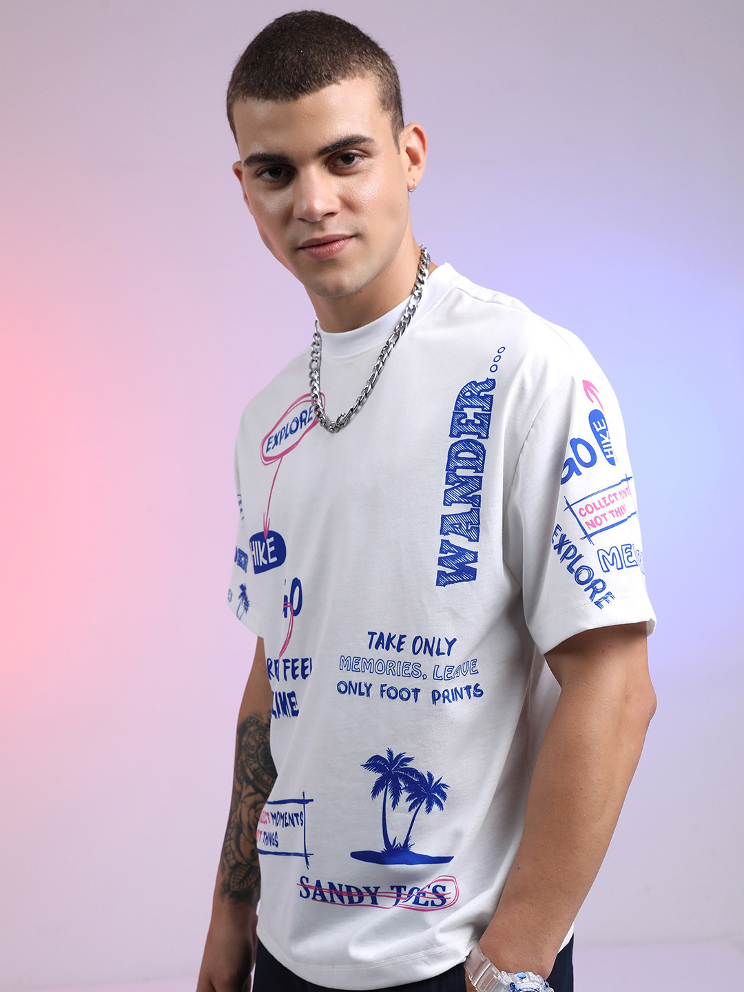 HIGHLANDER Unisex Typography Printed Drop-Shoulder Sleeves Oversized Tshirt