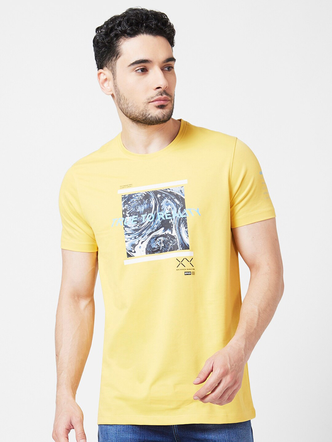 SPYKAR Graphic Printed Slim Fit Cotton T-Shirt