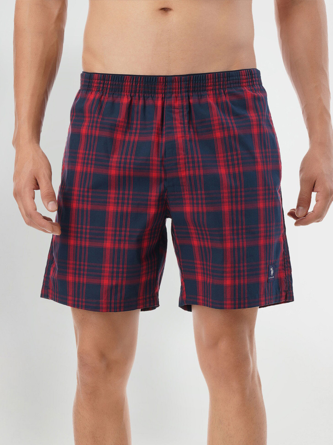 U.S. Polo Assn. Men Checked Pure Cotton Twill Boxers EX001-NI0-CH