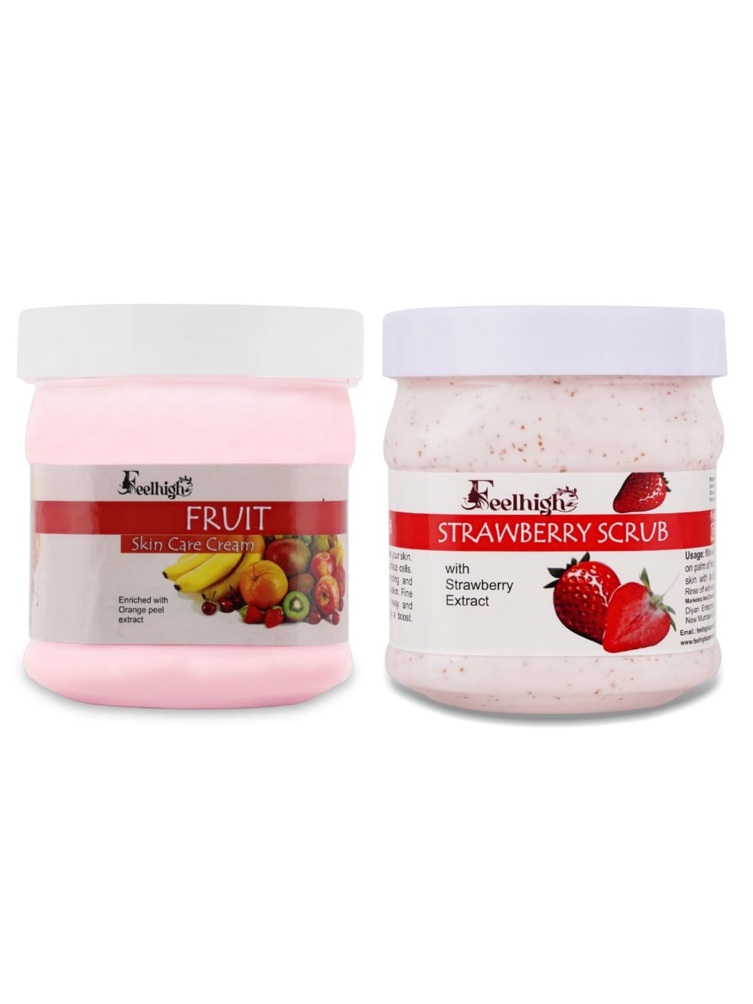 FEELHIGH Set of Fruit Skin Care Cream & Strawberry Face Scrub - 500 ml Each