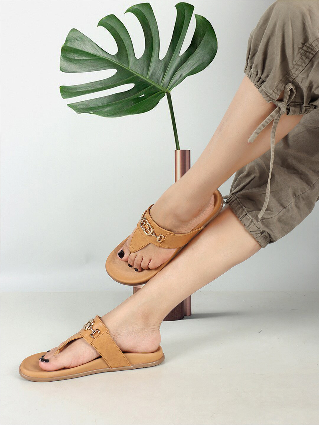 ELLE Embellished T-Strap Flats