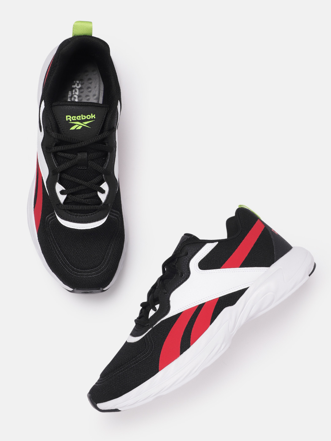 Reebok Men Woven Design Round-Toe Rush Extreme Running Shoes with Brand Logo Detail