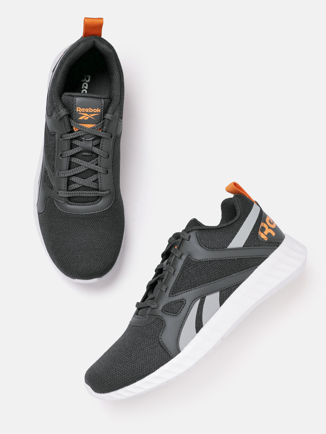 Reebok Men Woven Design Rout 2 Running Shoes with Brand Logo Detail