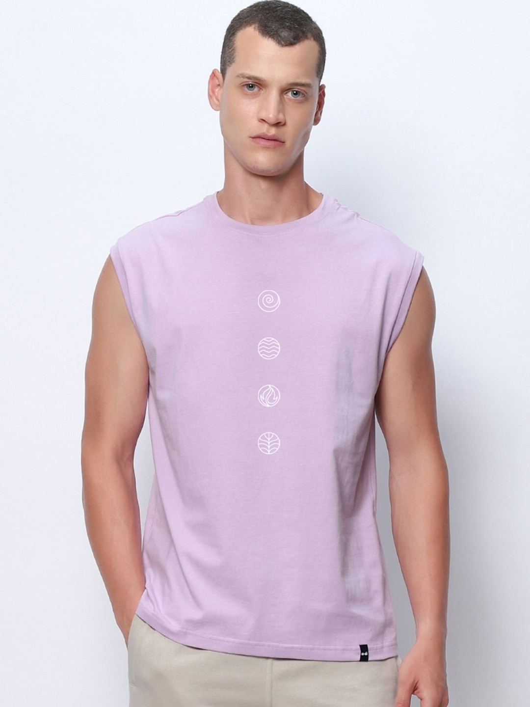 Bewakoof Peace Seeker Graphic Printed Pure Cotton Boxy-Fit Gym Vest