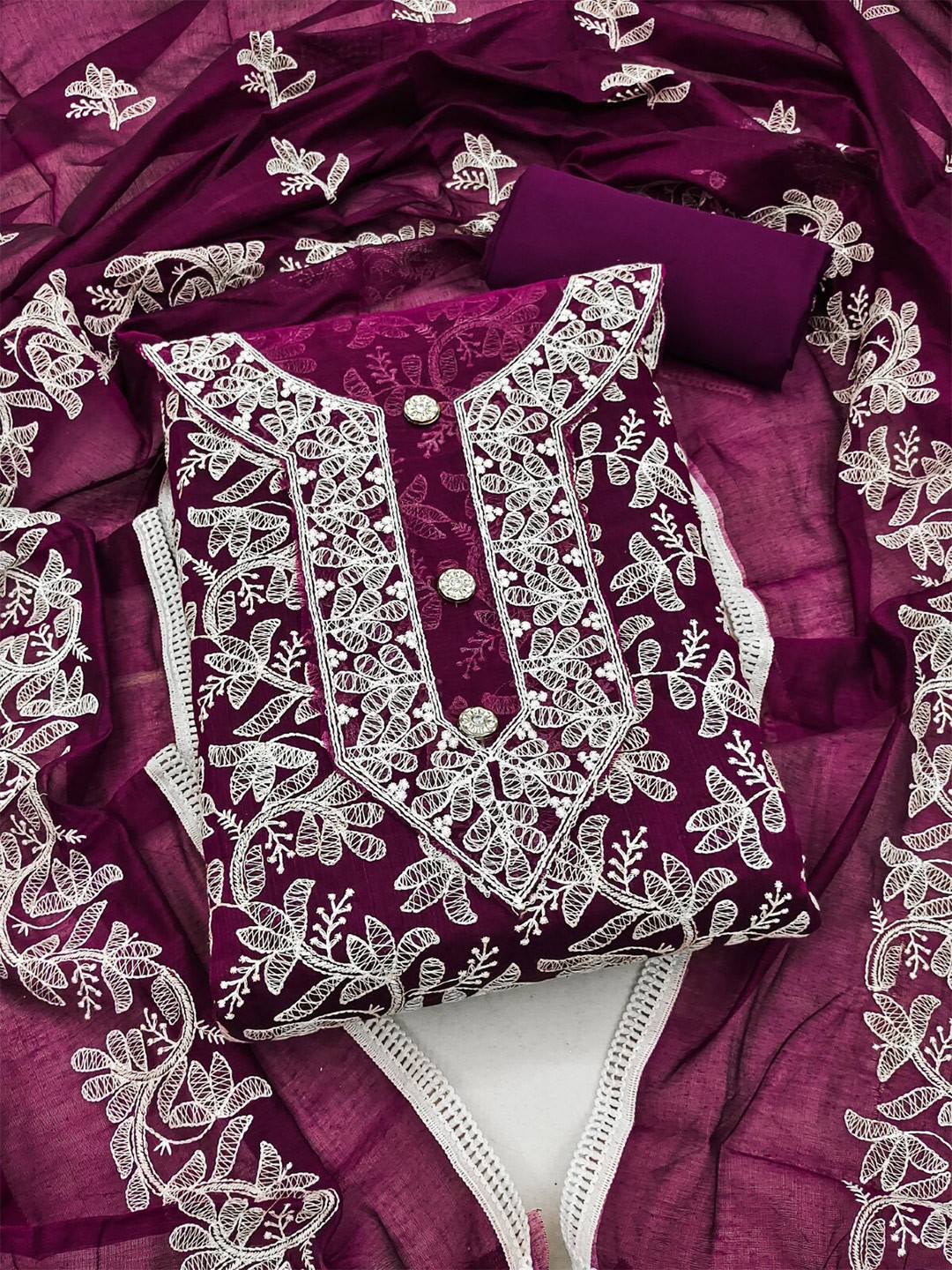 KALINI Floral Embroidered Unstitched Dress Material