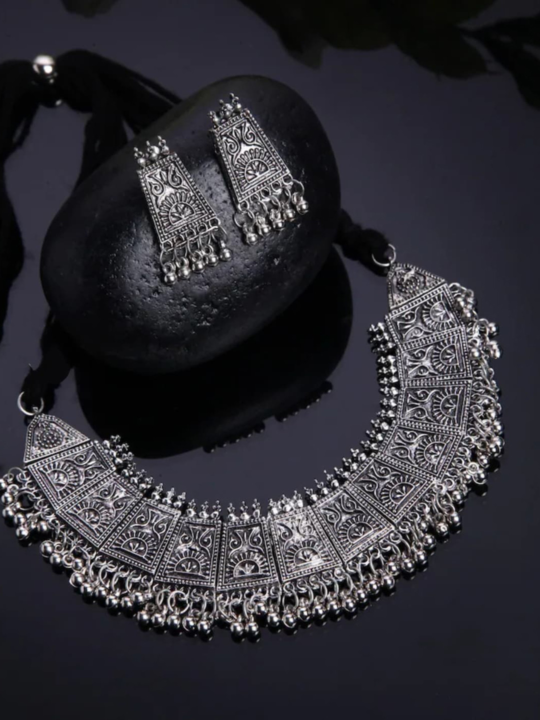 PRASUB Sterling Silver-Plated Necklace & Earrings Set