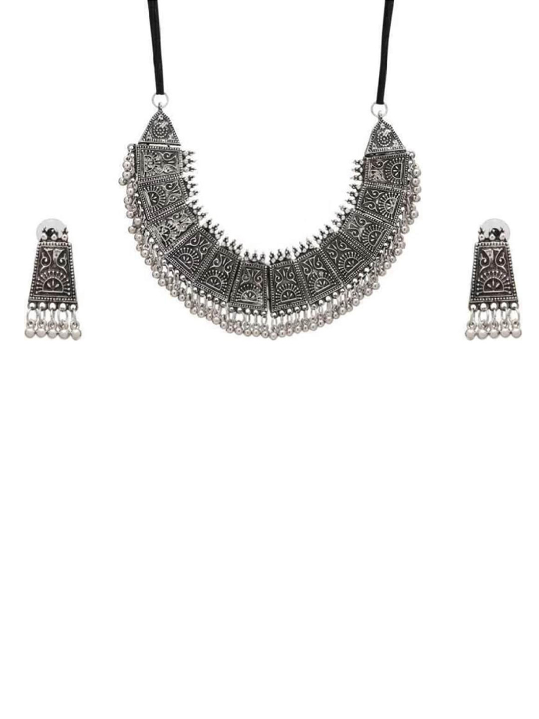 PRASUB Sterling Silver Choker with Earrings Set