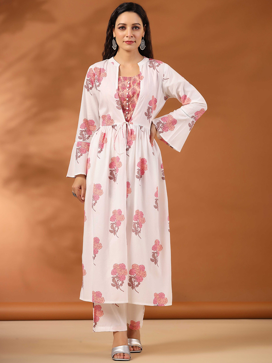 Jaipur Kurti Floral Printed Cotton 3-Piece Co-Ord Set