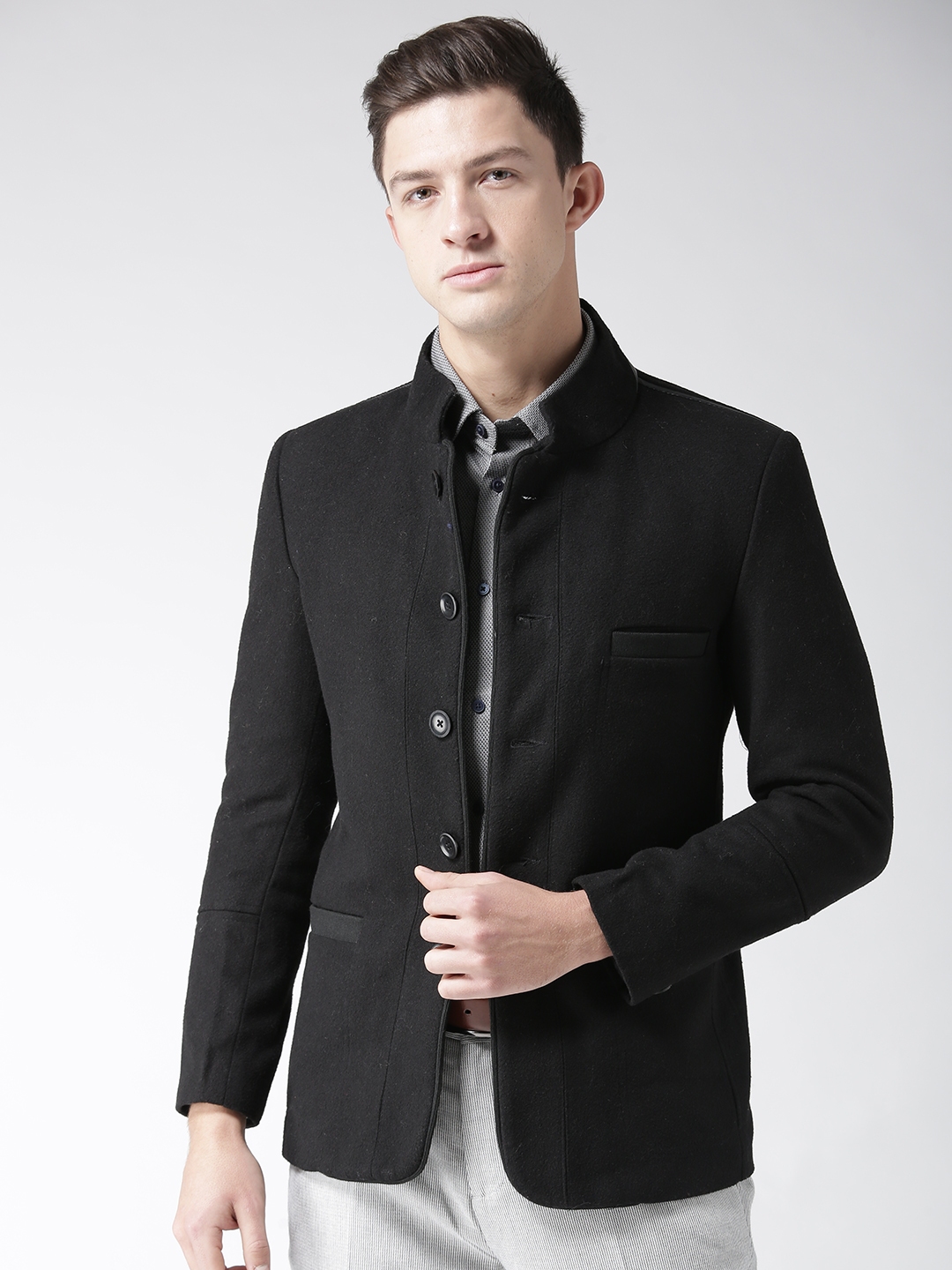 Buy Fort Collins Men Black Solid Regular Fit Casual Blazer