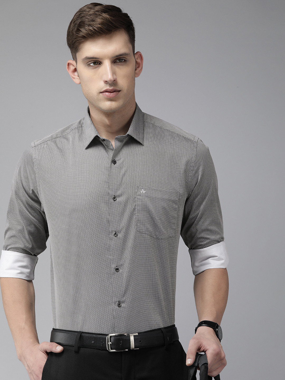 Arrow Manhattan Slim Fit Geometric Printed Pure Cotton Formal Shirt