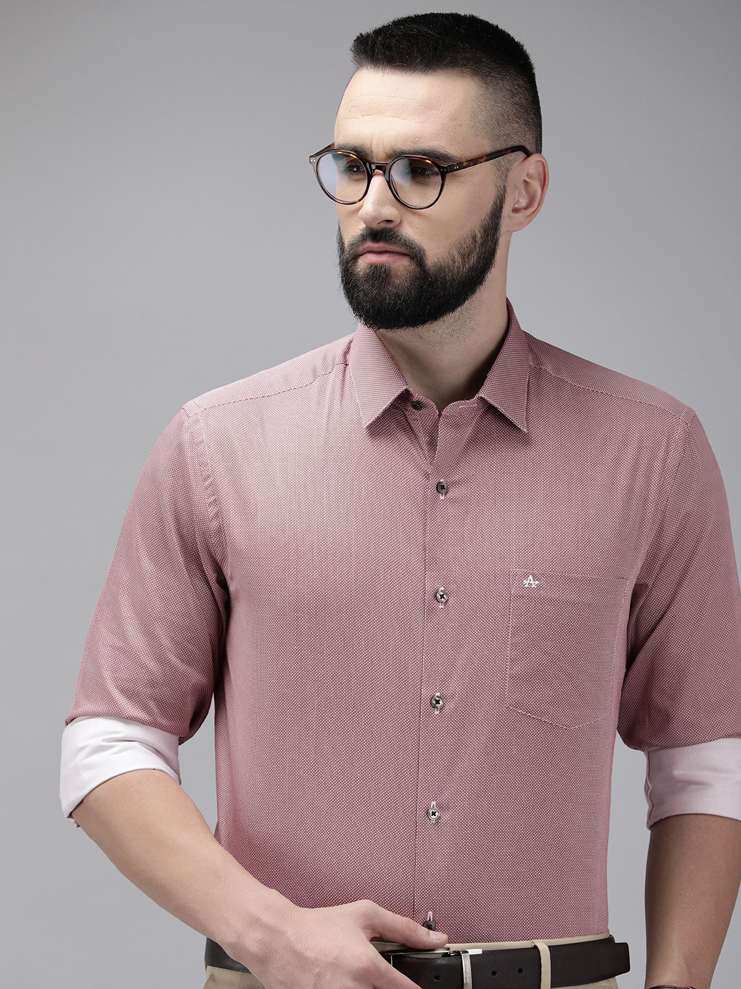 Arrow Manhattan Slim Fit Geometric Printed Pure Cotton Formal Shirt