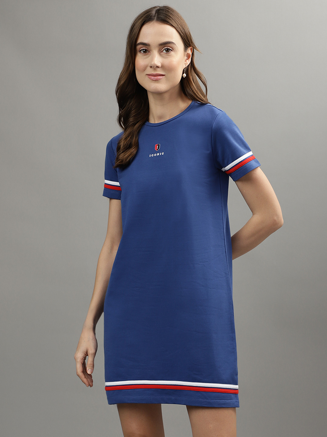 Iconic Round Neck Cotton T-shirt Mini Dress