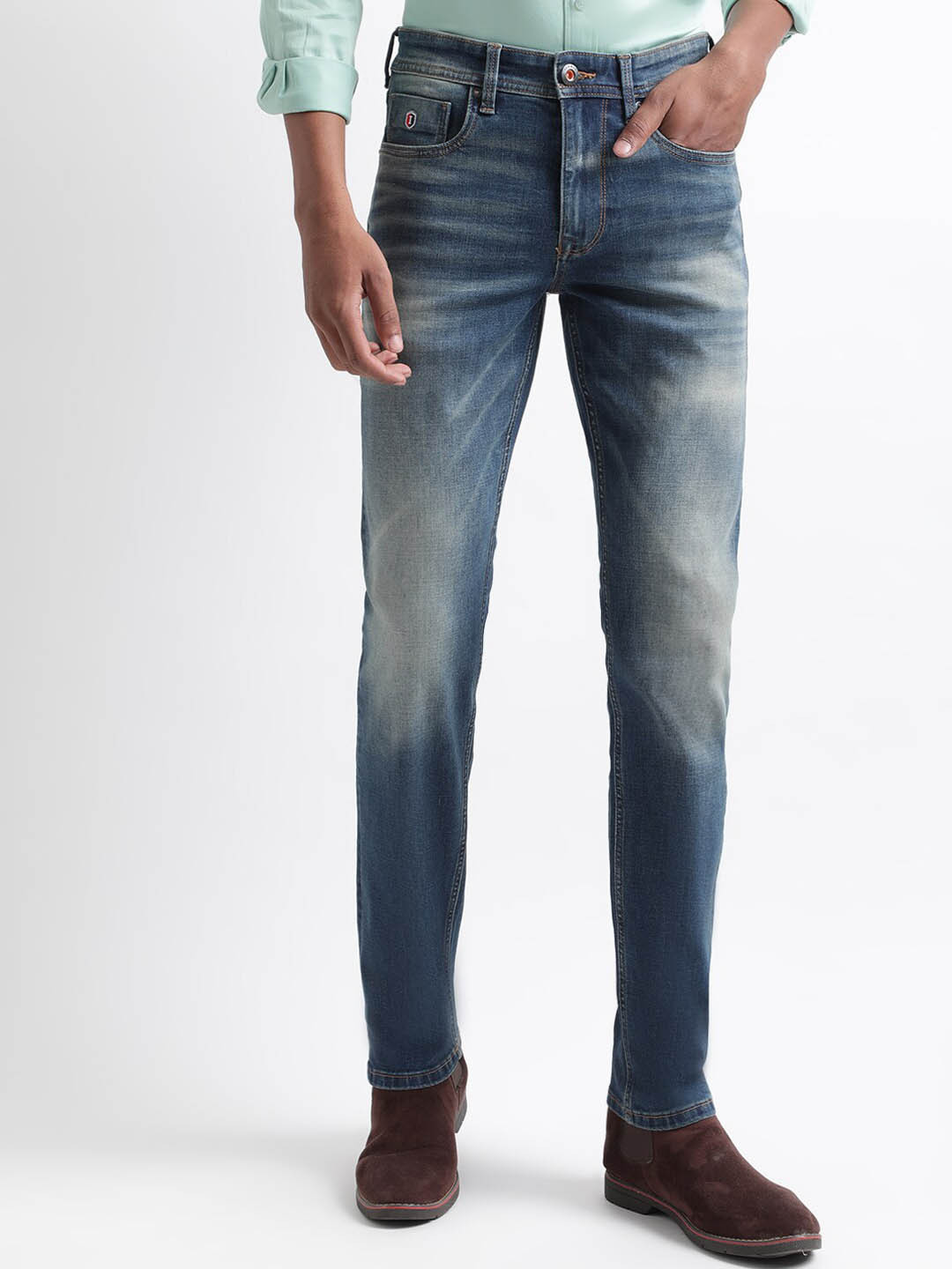 Iconic Men Slim Fit Clean Look Heavy Fade Jeans