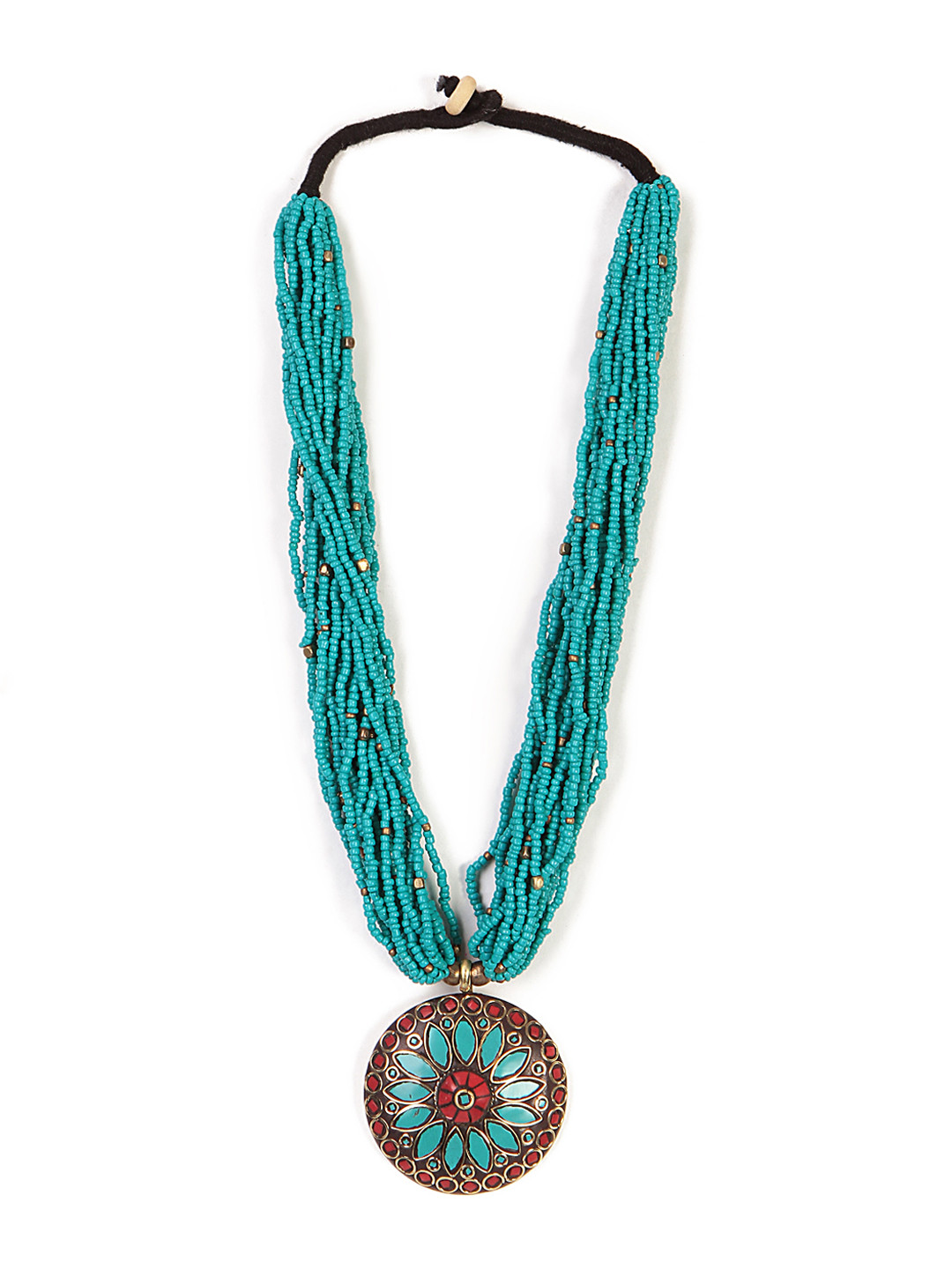 Bamboo Tree Jewels Teal Green Metal Necklace