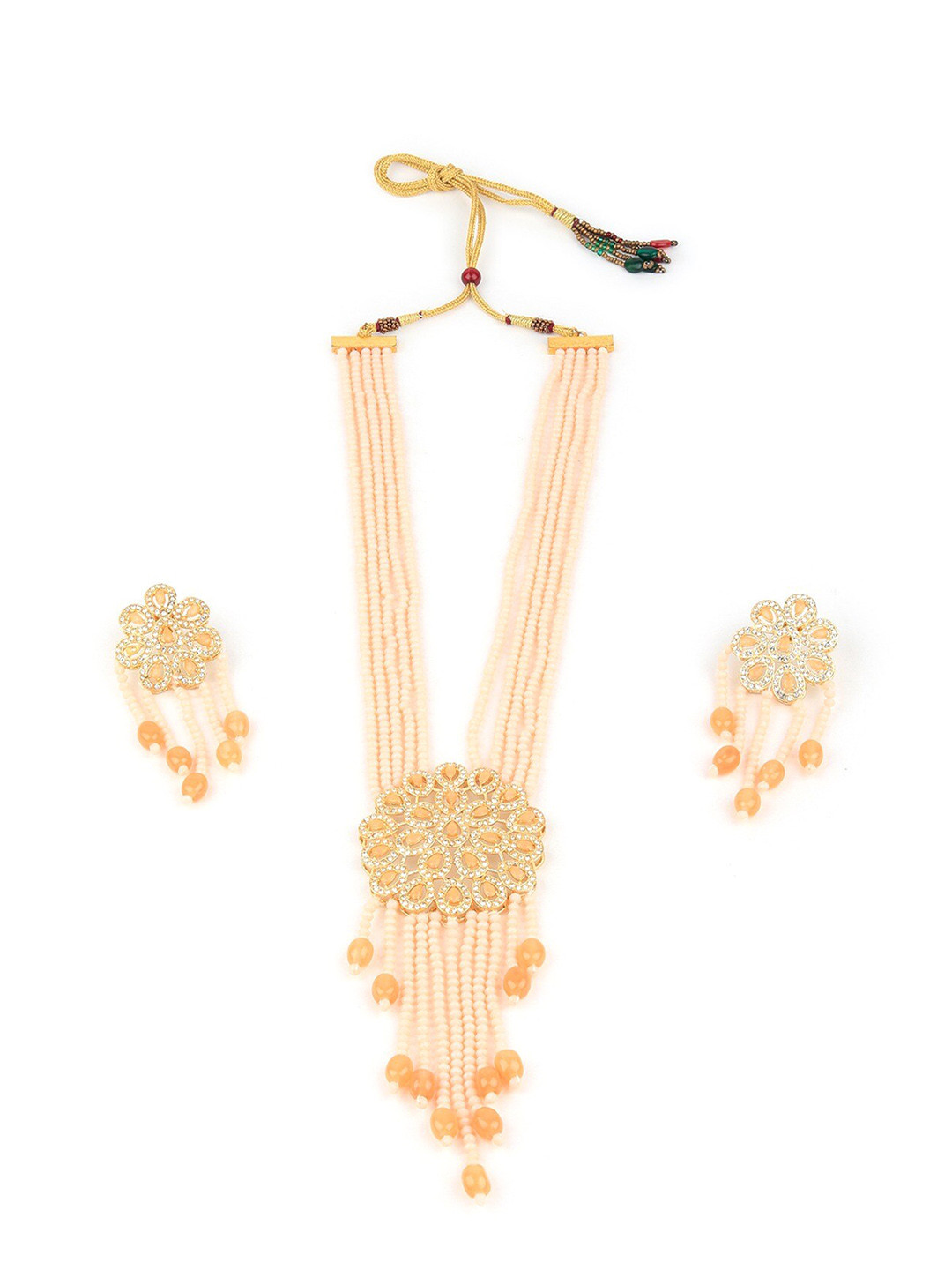 ODETTE Gold-Plated Artificial Stones & Beads Studded Jewelry Set