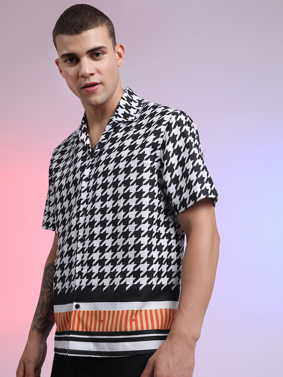 HIGHLANDER Unisex Printed Boxy Drop-Shoulder Casual Shirt