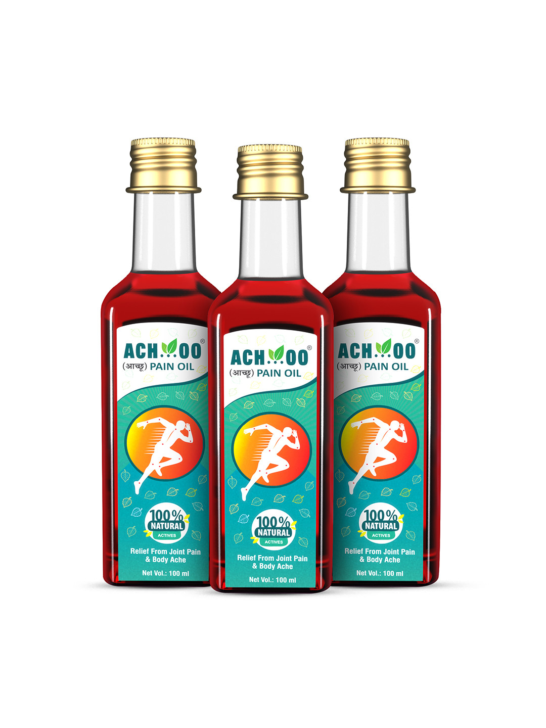 Achoo Set of 3 Pain Oil to Relief from Joint Pains & Body Ache - 100 ml Each
