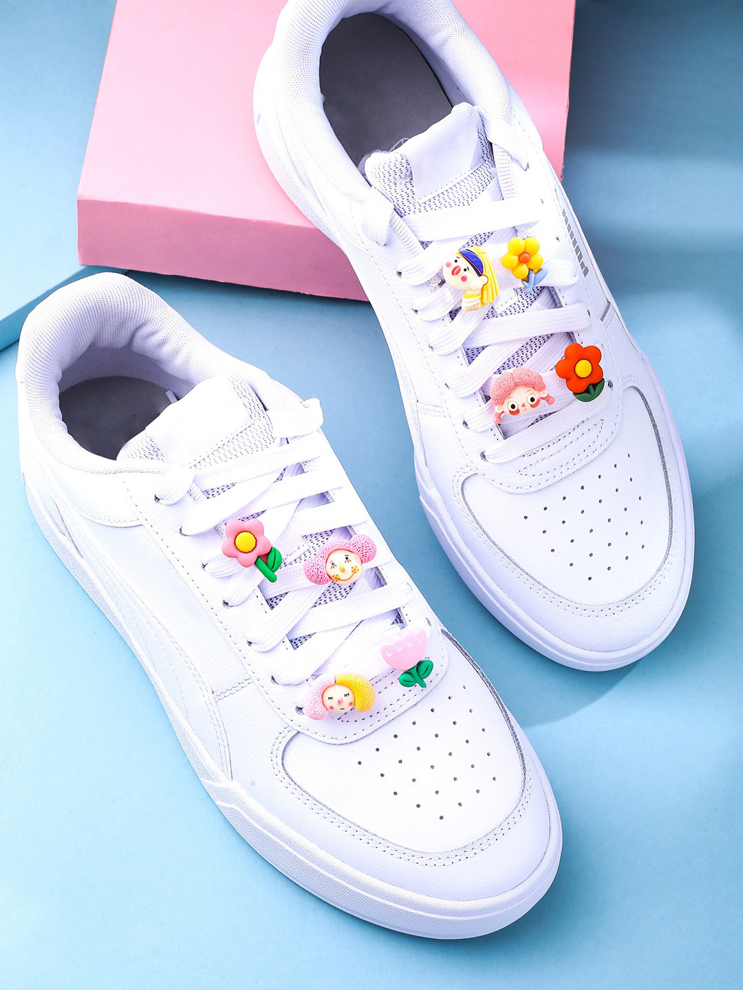 Melbees by Yellow Chimes Set of 8 Floral Design Shoelace Jibbitz