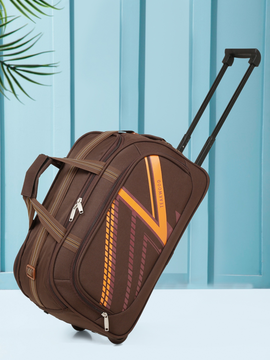 Buy Teakwood Leathers Printed Duffel Trolley Bag Trolley Bag for