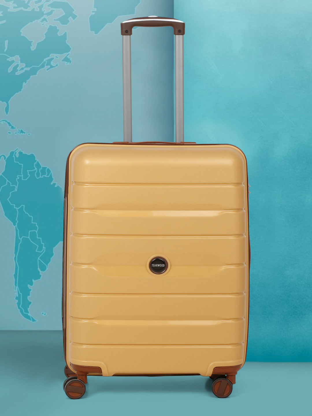 Teakwood Leathers Textured 360 Degree Rotation Hard Cabin Trolley Bag- 55 CM