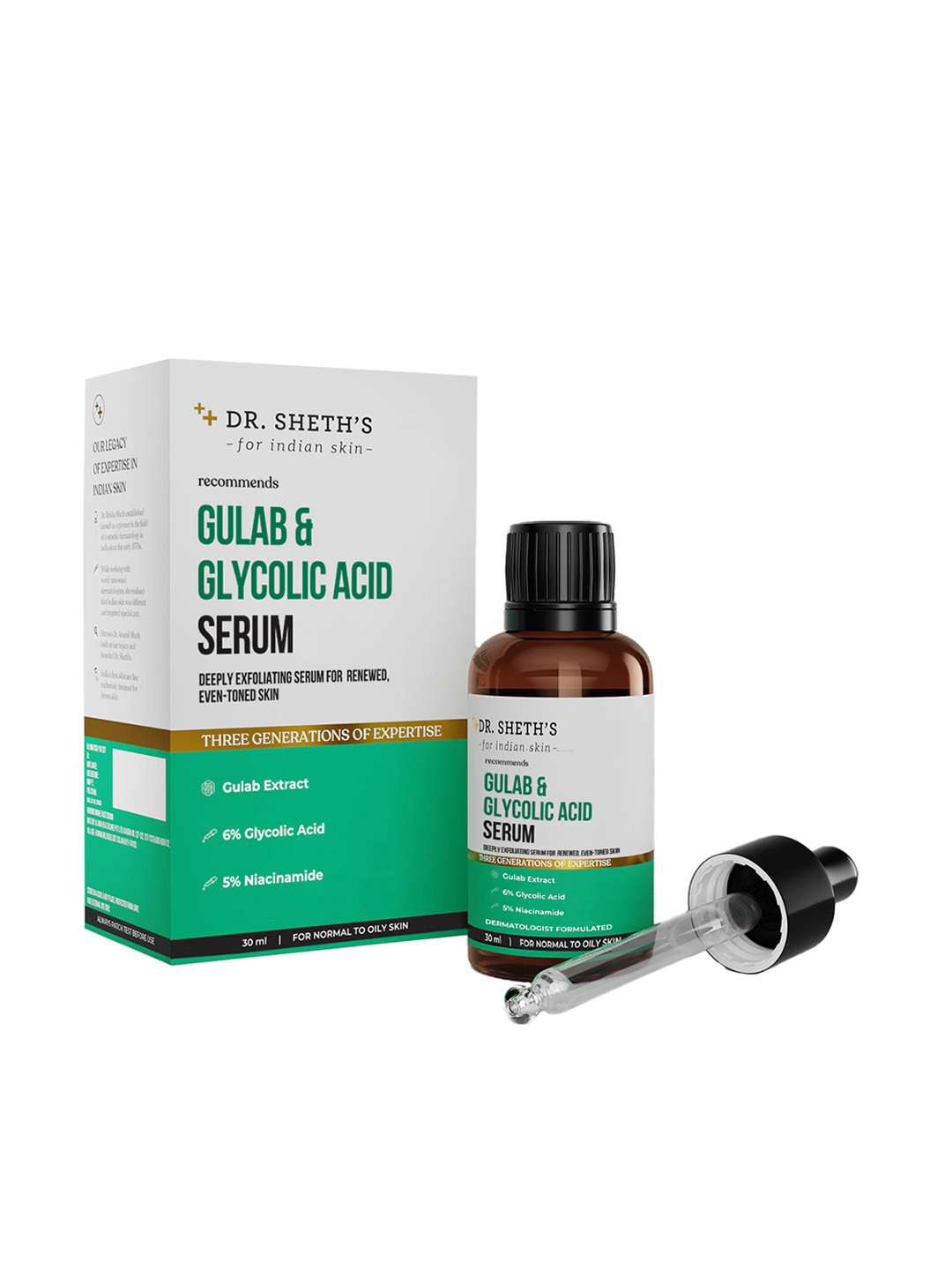 DR. SHETHS Gulab & Glycolic Acid Face Serum with Niacinamide - 30 ml