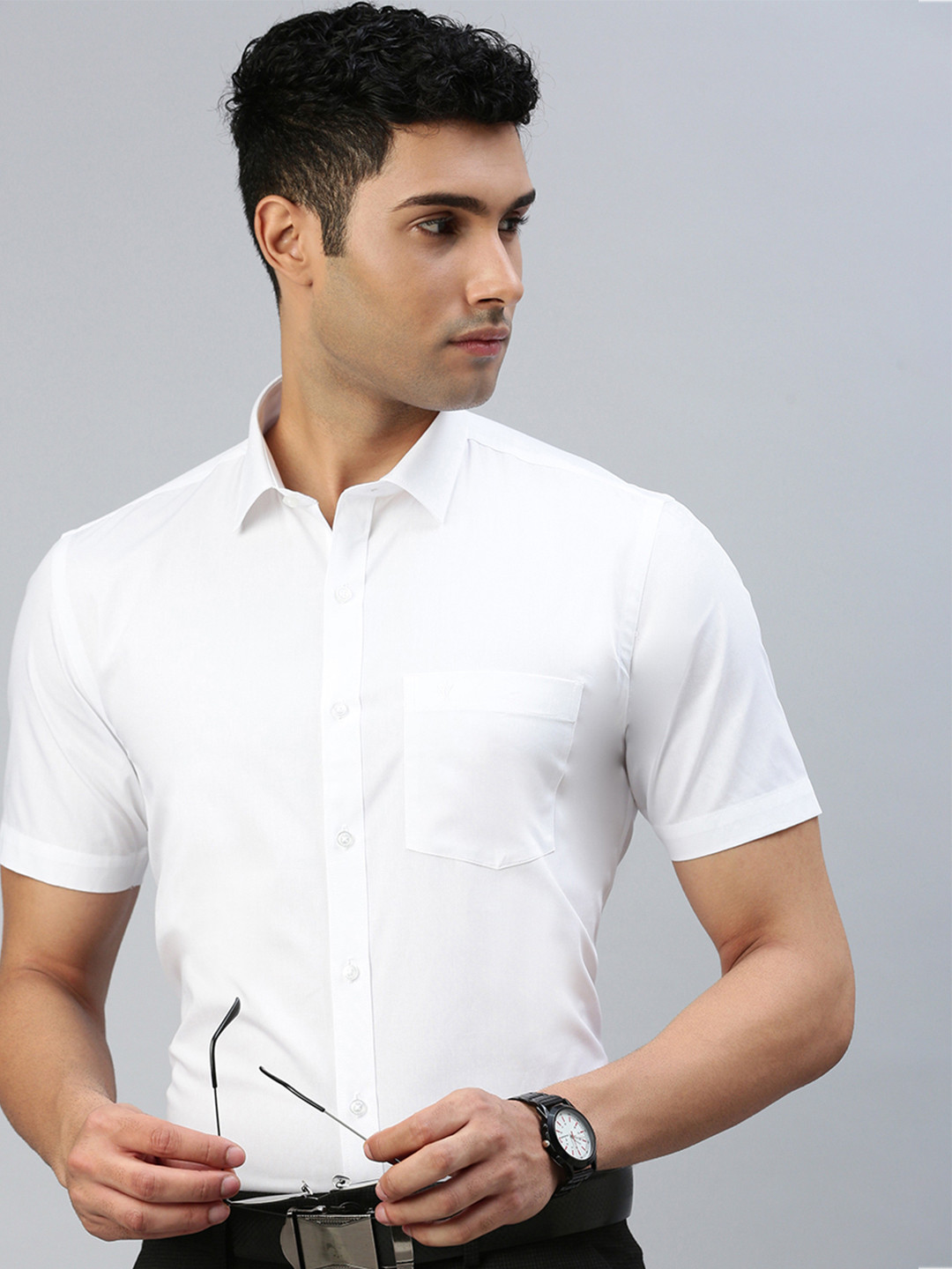 Ramraj Spread Collar Semi Sheer Regular Fit Pure Cotton Casual Shirt