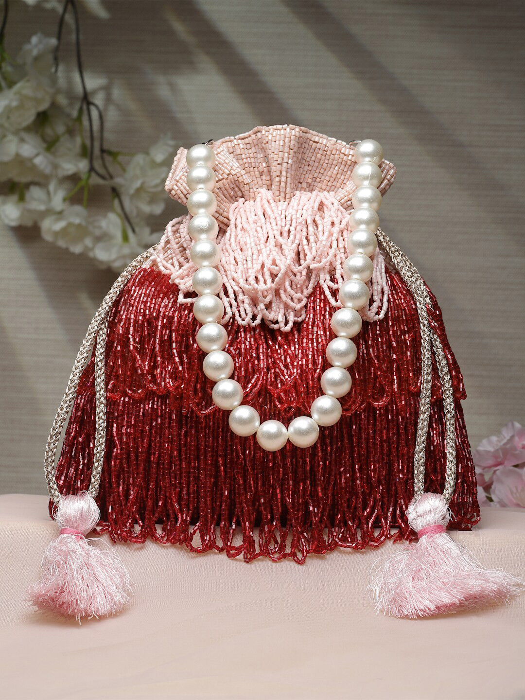 Anekaant Embellished Tasselled Potli Clutch
