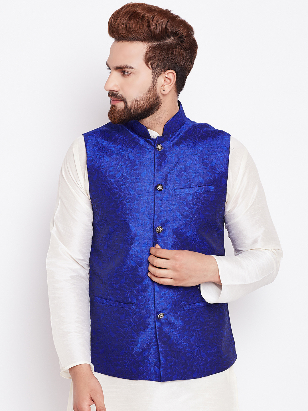 blue nehru coat