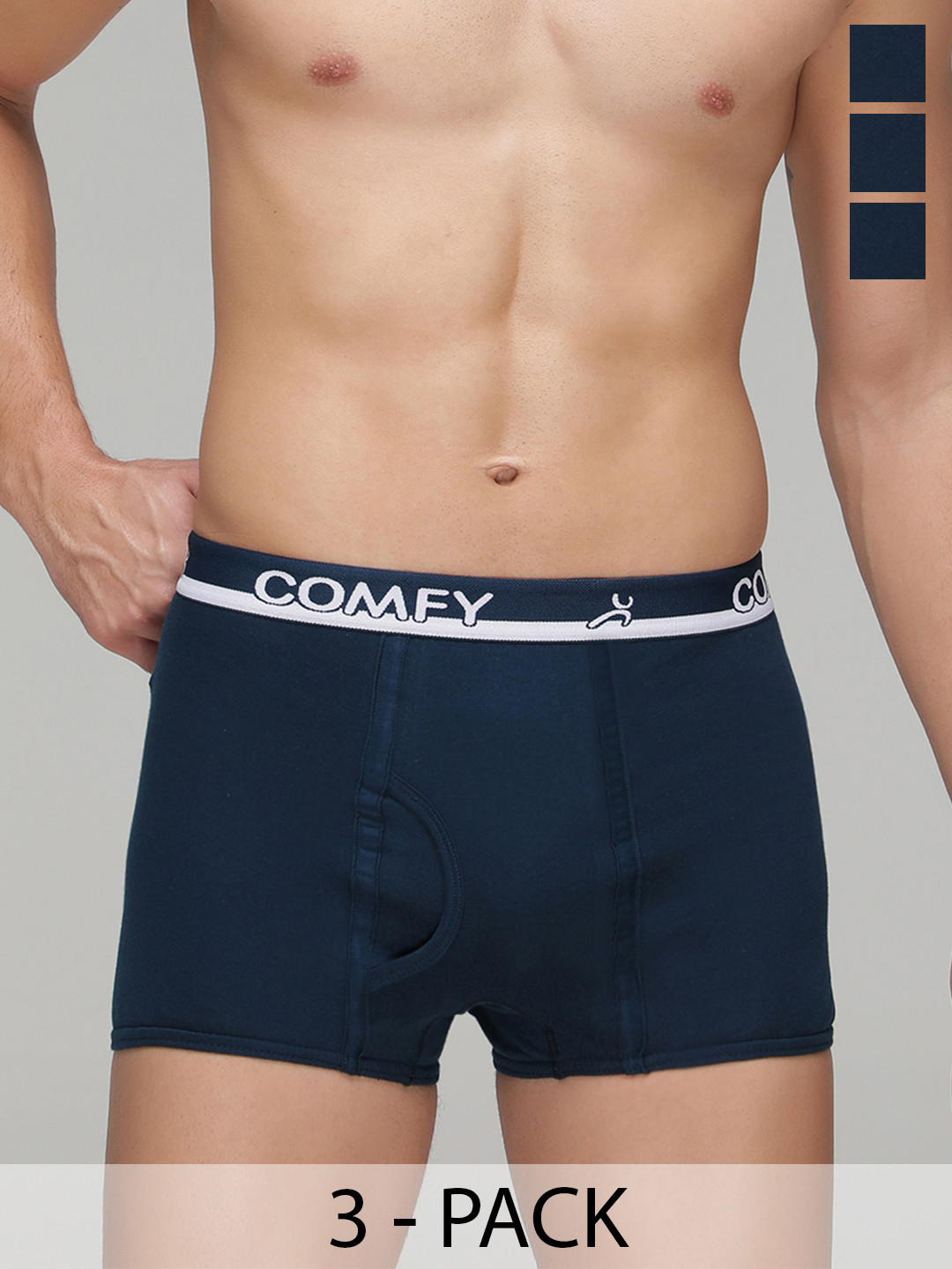 AMUL COMFY Pack Of 3 Pure Cotton Trunks AC-MTROE-AF-XS