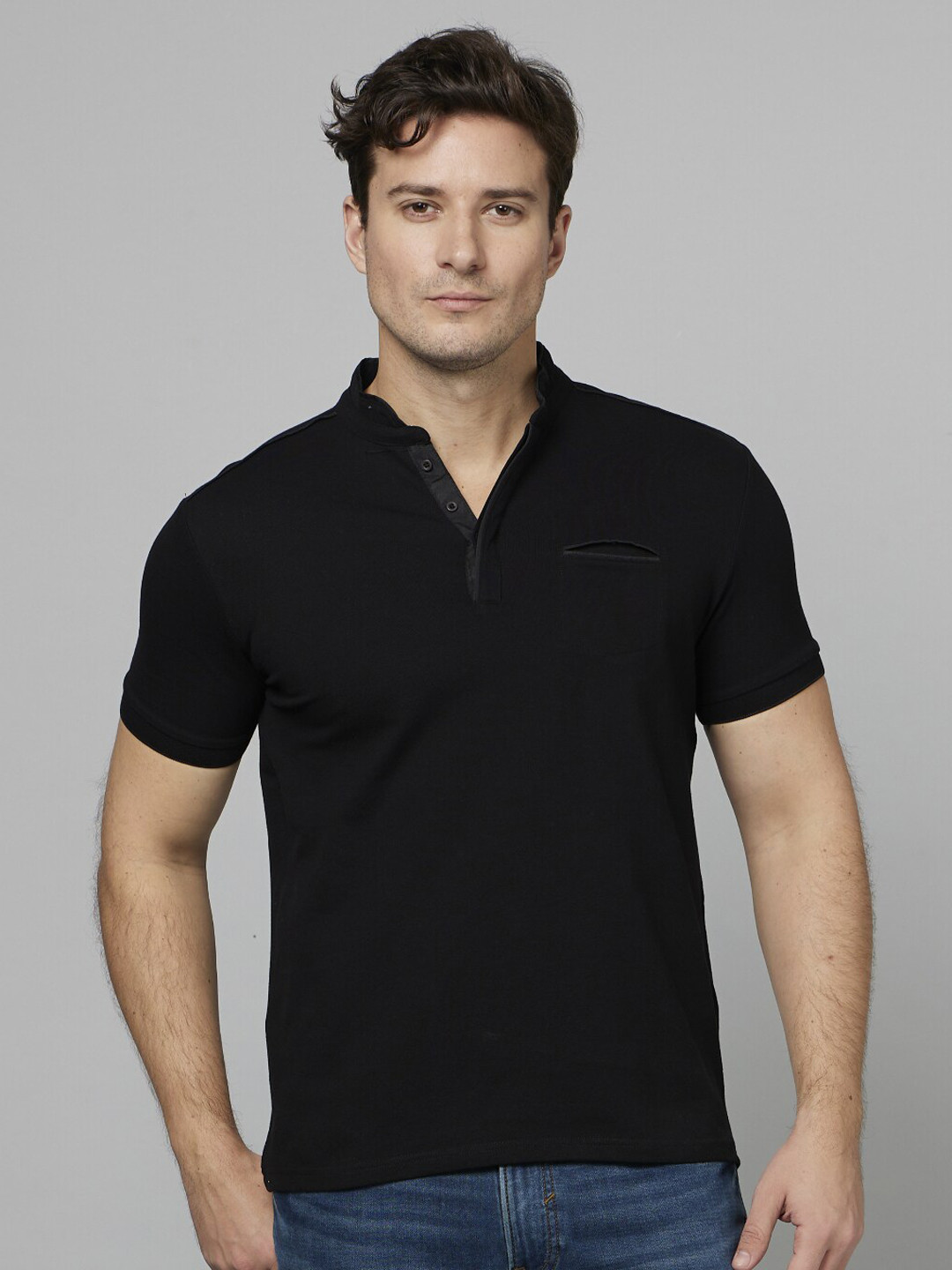 Celio Mandarin Collar Regular Fit Cotton T-shirt