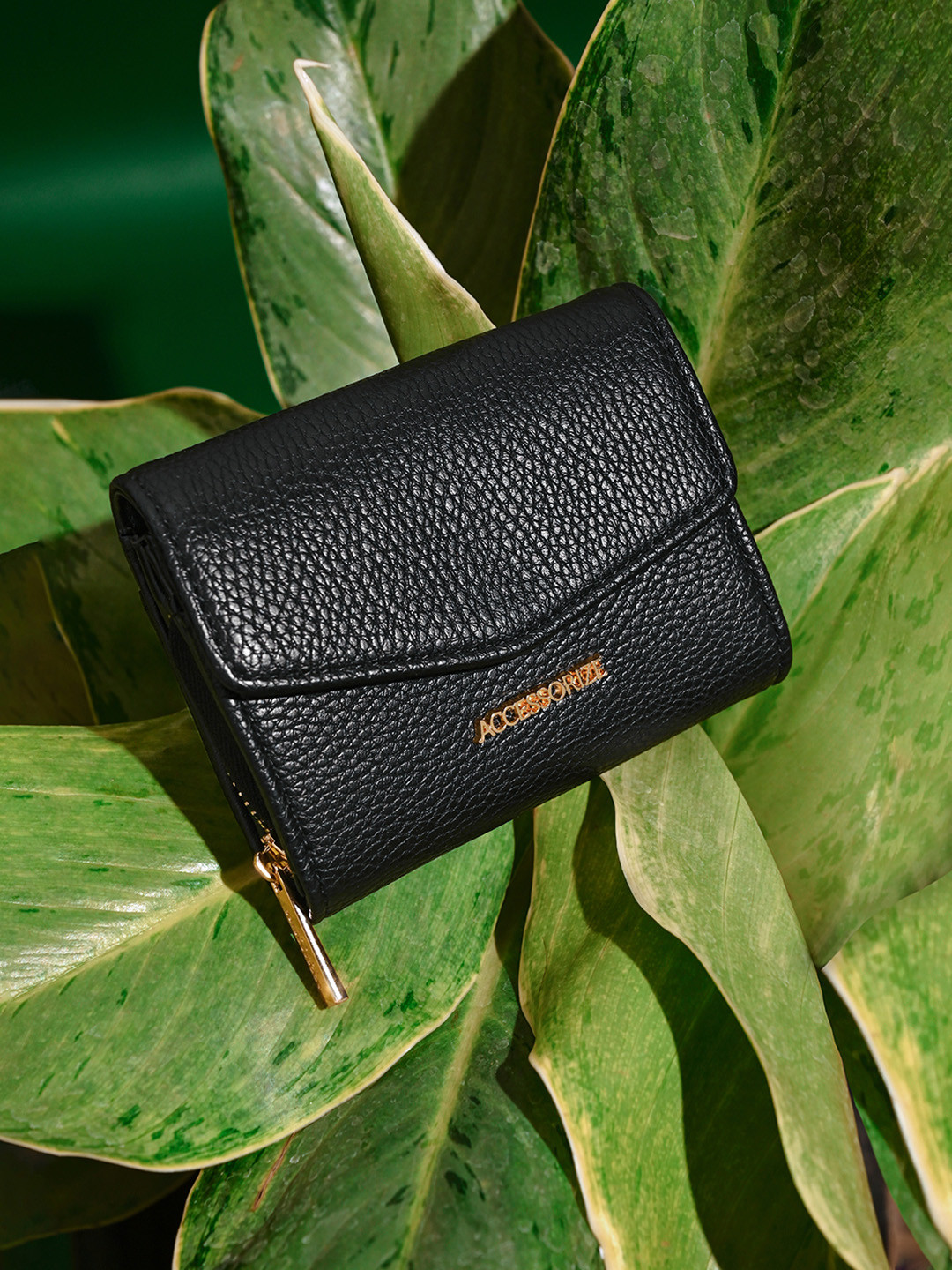 Accessorize London Women Faux Leather Small Flap Zip Around Purse