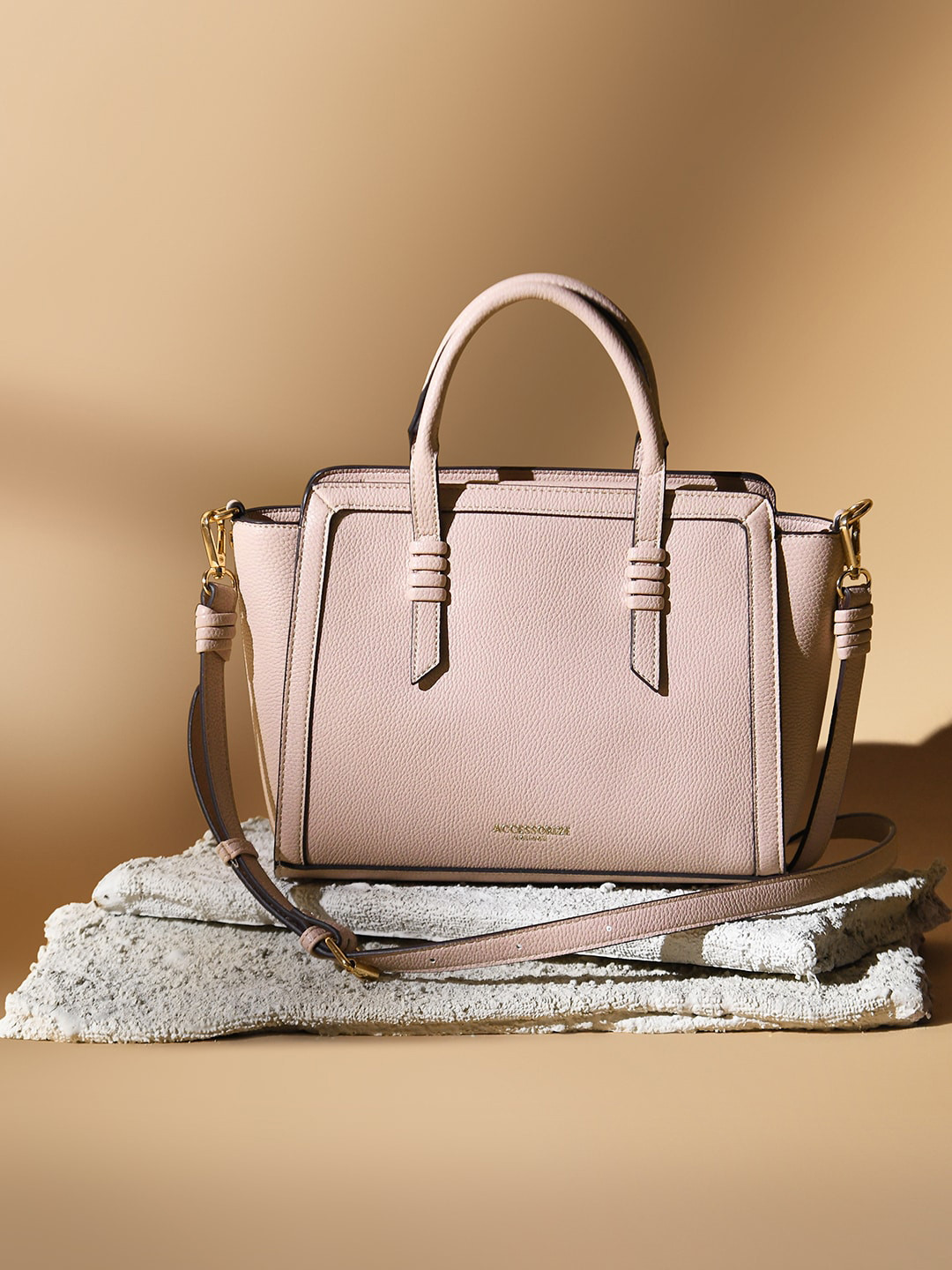 Accessorize London Women's Faux Leather Pink Artisan Handheld Satchel Bag