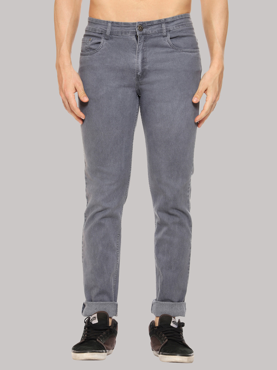 Jb Just BLACK Men Grey Urban Slim Acid Wash Stretchable Jeans