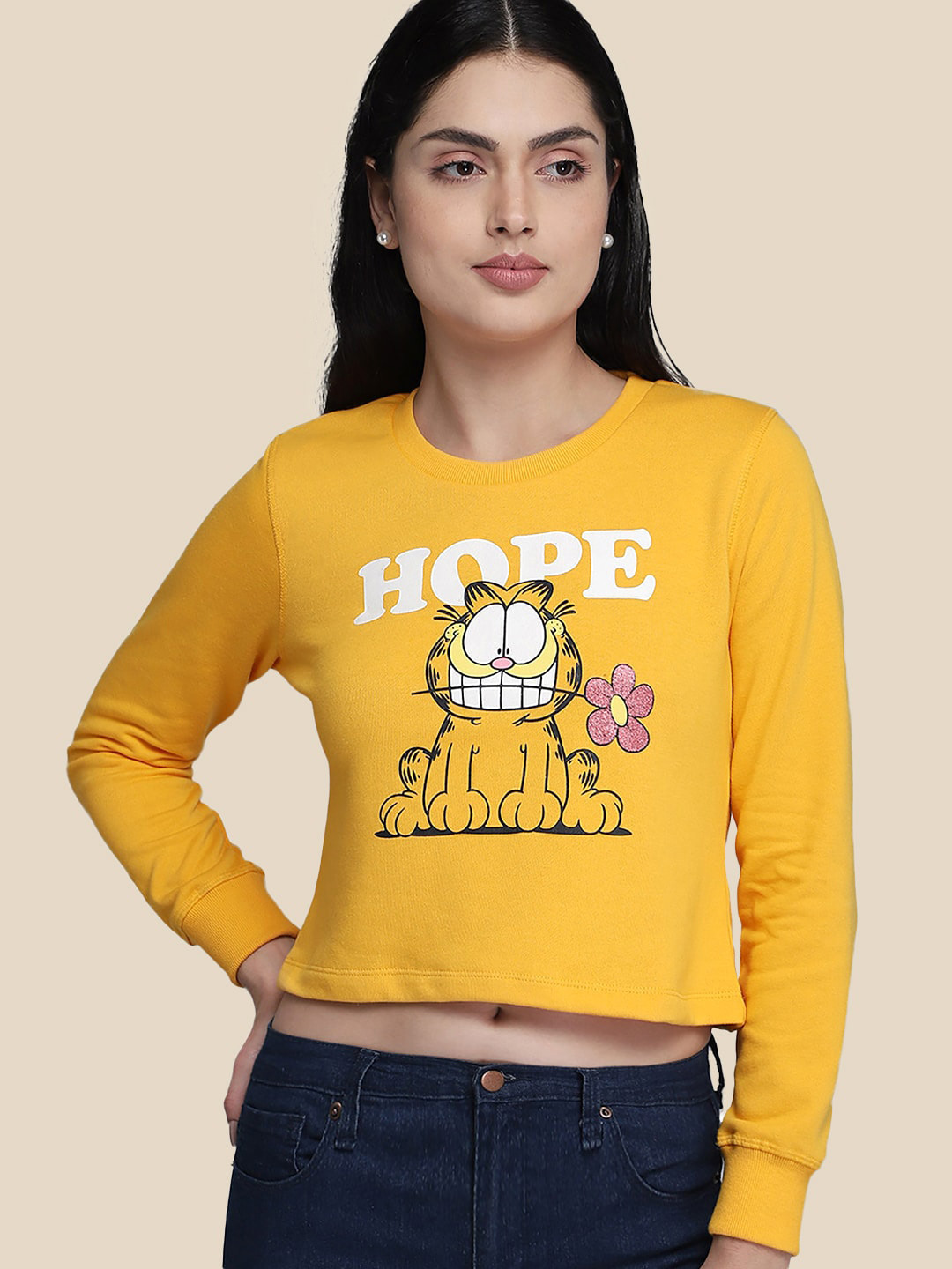 Free Authority Graphic Garfield Printed Cotton Sweatshirts