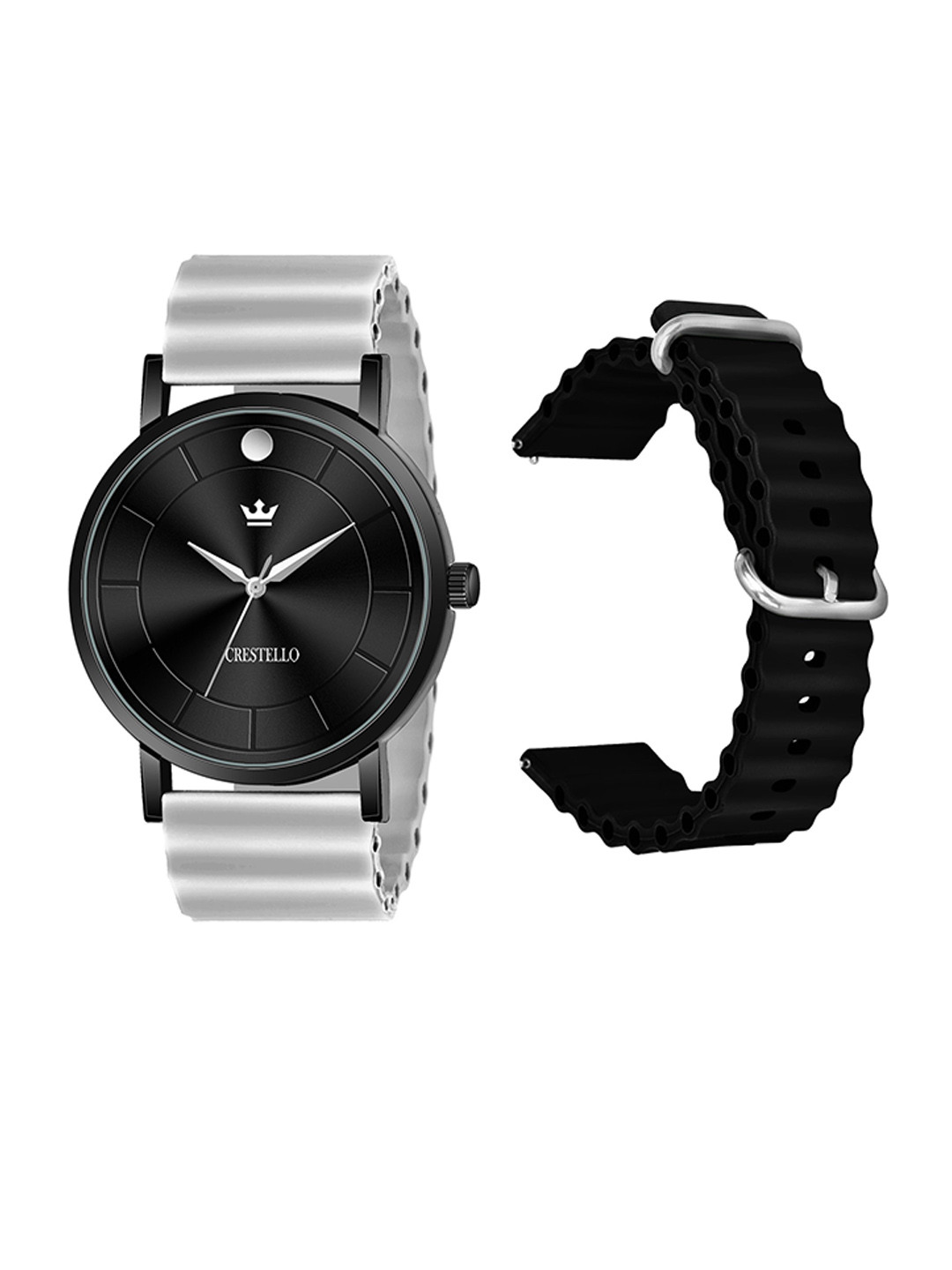 CRESTELLO Men Brass Dial Analogue Multi Function Watch CRCS-BK028-GREY-BLK